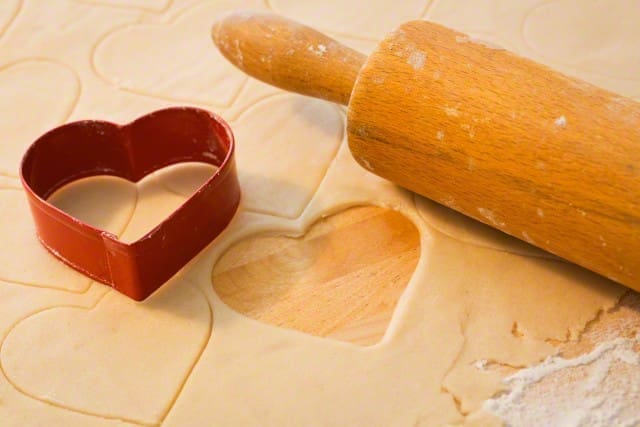 Heart shaped pastry cutter and rolling pin
